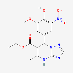 molecular formula C16H17N5O6 B11588092 Ethyl 7-(4-hydroxy-3-methoxy-5-nitrophenyl)-5-methyl-4,7-dihydro[1,2,4]triazolo[1,5-a]pyrimidine-6-carboxylate 