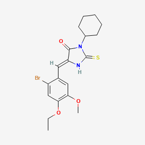 (5Z)-5-[(2-bromo-4-ethoxy-5-methoxyphenyl)methylidene]-3-cyclohexyl-2-sulfanylideneimidazolidin-4-one