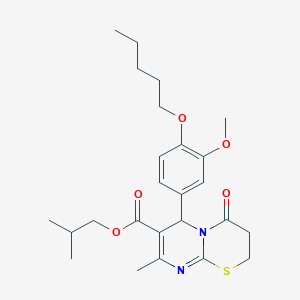 2-methylpropyl 6-[3-methoxy-4-(pentyloxy)phenyl]-8-methyl-4-oxo-3,4-dihydro-2H,6H-pyrimido[2,1-b][1,3]thiazine-7-carboxylate