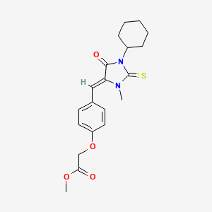 molecular formula C20H24N2O4S B11588162 methyl {4-[(Z)-(1-cyclohexyl-3-methyl-5-oxo-2-thioxoimidazolidin-4-ylidene)methyl]phenoxy}acetate 