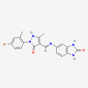 5-({(Z)-[1-(4-bromo-2-methylphenyl)-3-methyl-5-oxo-1,5-dihydro-4H-pyrazol-4-ylidene]methyl}amino)-1,3-dihydro-2H-benzimidazol-2-one