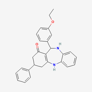 molecular formula C27H26N2O2 B11588182 6-(3-Ethoxyphenyl)-9-phenyl-5,6,8,9,10,11-hexahydrobenzo[b][1,4]benzodiazepin-7-one 