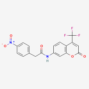 2-(4-nitrophenyl)-N-[2-oxo-4-(trifluoromethyl)-2H-chromen-7-yl]acetamide