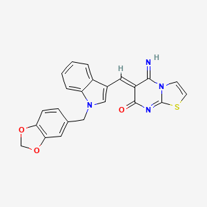 molecular formula C23H16N4O3S B11588189 (6Z)-6-{[1-(1,3-benzodioxol-5-ylmethyl)-1H-indol-3-yl]methylidene}-5-imino-5,6-dihydro-7H-[1,3]thiazolo[3,2-a]pyrimidin-7-one 