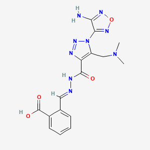 molecular formula C16H17N9O4 B11588197 2-{(E)-[2-({1-(4-amino-1,2,5-oxadiazol-3-yl)-5-[(dimethylamino)methyl]-1H-1,2,3-triazol-4-yl}carbonyl)hydrazinylidene]methyl}benzoic acid 