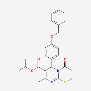 molecular formula C25H26N2O4S B11588205 isopropyl 6-[4-(benzyloxy)phenyl]-8-methyl-4-oxo-3,4-dihydro-2H,6H-pyrimido[2,1-b][1,3]thiazine-7-carboxylate 