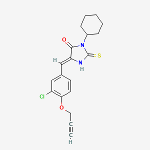 molecular formula C19H19ClN2O2S B11588257 (5Z)-5-[3-chloro-4-(prop-2-yn-1-yloxy)benzylidene]-3-cyclohexyl-2-thioxoimidazolidin-4-one 