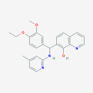 molecular formula C25H25N3O3 B11588259 7-[(4-Ethoxy-3-methoxyphenyl)[(4-methylpyridin-2-YL)amino]methyl]quinolin-8-OL 