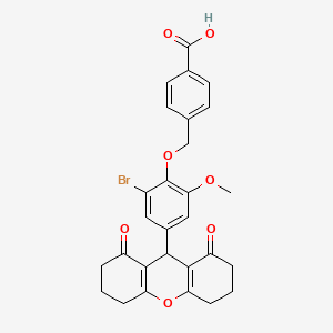 molecular formula C28H25BrO7 B11588267 4-{[2-bromo-4-(1,8-dioxo-2,3,4,5,6,7,8,9-octahydro-1H-xanthen-9-yl)-6-methoxyphenoxy]methyl}benzoic acid 