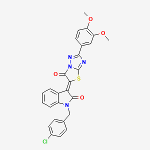 (3Z)-1-(4-chlorobenzyl)-3-[2-(3,4-dimethoxyphenyl)-6-oxo[1,3]thiazolo[3,2-b][1,2,4]triazol-5(6H)-ylidene]-1,3-dihydro-2H-indol-2-one