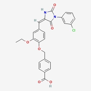 4-[(4-{(E)-[1-(3-chlorophenyl)-2,5-dioxoimidazolidin-4-ylidene]methyl}-2-ethoxyphenoxy)methyl]benzoic acid