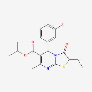 molecular formula C19H21FN2O3S B11588322 isopropyl 2-ethyl-5-(3-fluorophenyl)-7-methyl-3-oxo-2,3-dihydro-5H-[1,3]thiazolo[3,2-a]pyrimidine-6-carboxylate 