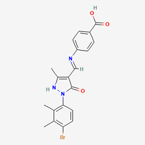 molecular formula C20H18BrN3O3 B11588395 4-({(Z)-[1-(4-bromo-2,3-dimethylphenyl)-3-methyl-5-oxo-1,5-dihydro-4H-pyrazol-4-ylidene]methyl}amino)benzoic acid 