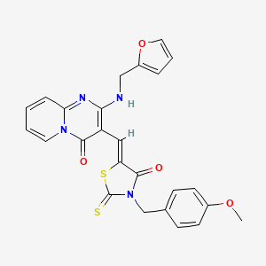 molecular formula C25H20N4O4S2 B11588408 2-[(2-furylmethyl)amino]-3-{(Z)-[3-(4-methoxybenzyl)-4-oxo-2-thioxo-1,3-thiazolidin-5-ylidene]methyl}-4H-pyrido[1,2-a]pyrimidin-4-one 