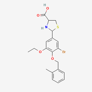 molecular formula C20H22BrNO4S B11588431 2-{3-Bromo-5-ethoxy-4-[(2-methylphenyl)methoxy]phenyl}-1,3-thiazolidine-4-carboxylic acid 