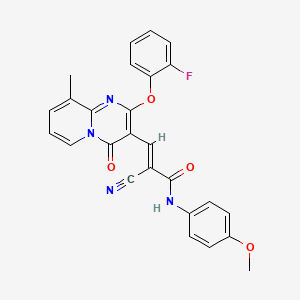 (2E)-2-cyano-3-[2-(2-fluorophenoxy)-9-methyl-4-oxo-4H-pyrido[1,2-a]pyrimidin-3-yl]-N-(4-methoxyphenyl)prop-2-enamide