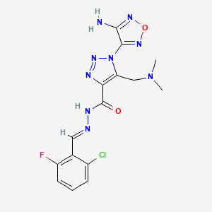 molecular formula C15H15ClFN9O2 B11588499 1-(4-amino-1,2,5-oxadiazol-3-yl)-N'-[(E)-(2-chloro-6-fluorophenyl)methylidene]-5-[(dimethylamino)methyl]-1H-1,2,3-triazole-4-carbohydrazide 