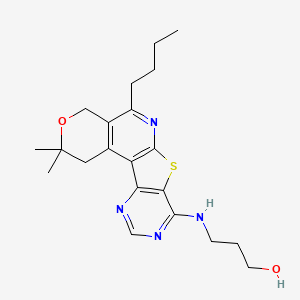 molecular formula C21H28N4O2S B11588515 3-[(8-butyl-4,4-dimethyl-5-oxa-11-thia-9,14,16-triazatetracyclo[8.7.0.02,7.012,17]heptadeca-1(10),2(7),8,12(17),13,15-hexaen-13-yl)amino]propan-1-ol 