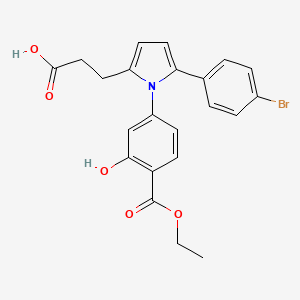 molecular formula C22H20BrNO5 B11588548 3-{5-(4-bromophenyl)-1-[4-(ethoxycarbonyl)-3-hydroxyphenyl]-1H-pyrrol-2-yl}propanoic acid 