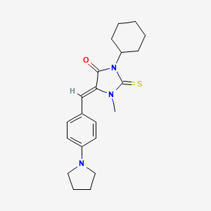 (5Z)-3-cyclohexyl-1-methyl-5-[4-(pyrrolidin-1-yl)benzylidene]-2-thioxoimidazolidin-4-one