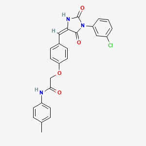 molecular formula C25H20ClN3O4 B11588569 2-(4-{(E)-[1-(3-chlorophenyl)-2,5-dioxoimidazolidin-4-ylidene]methyl}phenoxy)-N-(4-methylphenyl)acetamide 