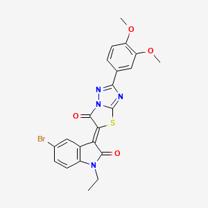 molecular formula C22H17BrN4O4S B11588601 (3Z)-5-bromo-3-[2-(3,4-dimethoxyphenyl)-6-oxo[1,3]thiazolo[3,2-b][1,2,4]triazol-5(6H)-ylidene]-1-ethyl-1,3-dihydro-2H-indol-2-one 