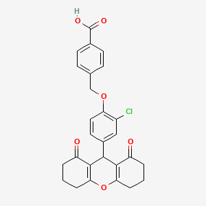 molecular formula C27H23ClO6 B11588603 4-{[2-chloro-4-(1,8-dioxo-2,3,4,5,6,7,8,9-octahydro-1H-xanthen-9-yl)phenoxy]methyl}benzoic acid 