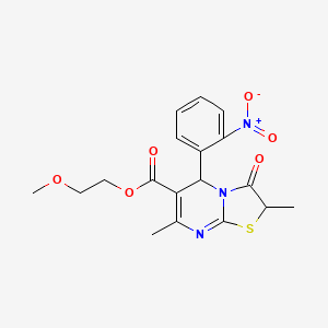 2-methoxyethyl 2,7-dimethyl-5-(2-nitrophenyl)-3-oxo-2,3-dihydro-5H-[1,3]thiazolo[3,2-a]pyrimidine-6-carboxylate