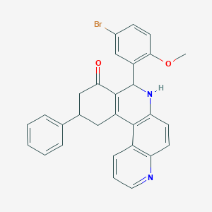 molecular formula C29H23BrN2O2 B11588696 8-(5-bromo-2-methoxyphenyl)-11-phenyl-8,10,11,12-tetrahydrobenzo[a][4,7]phenanthrolin-9(7H)-one 