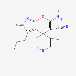 molecular formula C16H23N5O B11588711 6'-Amino-1,5-dimethyl-3'-propyl-2'H-spiro[piperidine-4,4'-pyrano[2,3-C]pyrazole]-5'-carbonitrile 