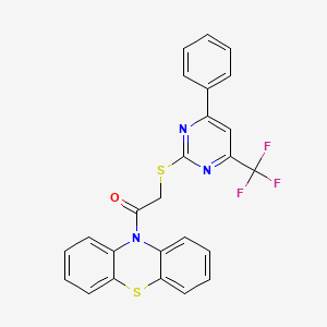 molecular formula C25H16F3N3OS2 B11588754 1-(10H-phenothiazin-10-yl)-2-{[4-phenyl-6-(trifluoromethyl)pyrimidin-2-yl]sulfanyl}ethanone 