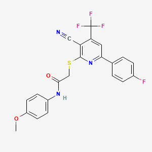 2-{[3-cyano-6-(4-fluorophenyl)-4-(trifluoromethyl)pyridin-2-yl]sulfanyl}-N-(4-methoxyphenyl)acetamide