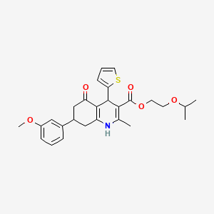 2-(Propan-2-yloxy)ethyl 7-(3-methoxyphenyl)-2-methyl-5-oxo-4-(thiophen-2-yl)-1,4,5,6,7,8-hexahydroquinoline-3-carboxylate