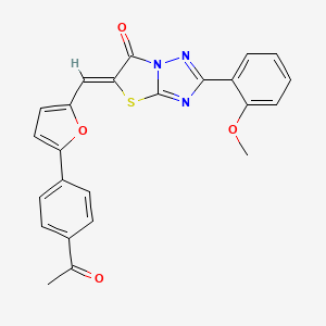 (5Z)-5-{[5-(4-acetylphenyl)furan-2-yl]methylidene}-2-(2-methoxyphenyl)[1,3]thiazolo[3,2-b][1,2,4]triazol-6(5H)-one