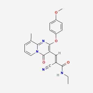 molecular formula C22H20N4O4 B11588785 (2E)-2-cyano-N-ethyl-3-[2-(4-methoxyphenoxy)-9-methyl-4-oxo-4H-pyrido[1,2-a]pyrimidin-3-yl]prop-2-enamide 