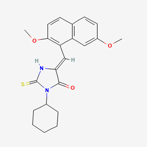 molecular formula C22H24N2O3S B11588822 (5Z)-3-cyclohexyl-5-[(2,7-dimethoxynaphthalen-1-yl)methylidene]-2-sulfanylideneimidazolidin-4-one 