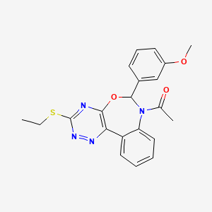 molecular formula C21H20N4O3S B11588899 1-[3-(ethylsulfanyl)-6-(3-methoxyphenyl)[1,2,4]triazino[5,6-d][3,1]benzoxazepin-7(6H)-yl]ethanone 