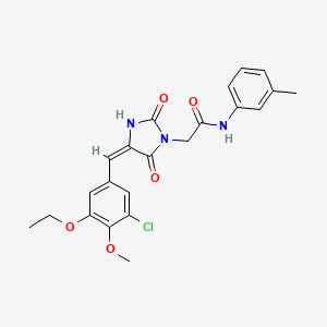 2-[(4E)-4-[(3-chloro-5-ethoxy-4-methoxyphenyl)methylidene]-2,5-dioxoimidazolidin-1-yl]-N-(3-methylphenyl)acetamide