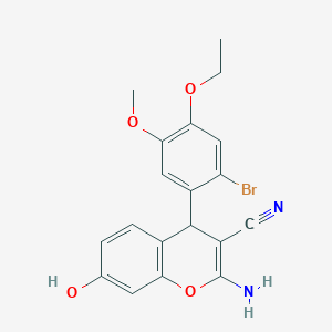 molecular formula C19H17BrN2O4 B11588925 2-amino-4-(2-bromo-4-ethoxy-5-methoxyphenyl)-7-hydroxy-4H-chromene-3-carbonitrile 