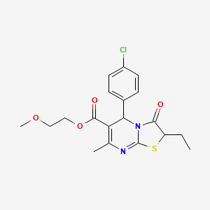 2-methoxyethyl 5-(4-chlorophenyl)-2-ethyl-7-methyl-3-oxo-2,3-dihydro-5H-[1,3]thiazolo[3,2-a]pyrimidine-6-carboxylate