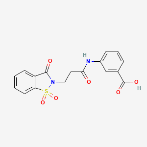 molecular formula C17H14N2O6S B11588937 3-{[3-(1,1-dioxido-3-oxo-1,2-benzothiazol-2(3H)-yl)propanoyl]amino}benzoic acid 