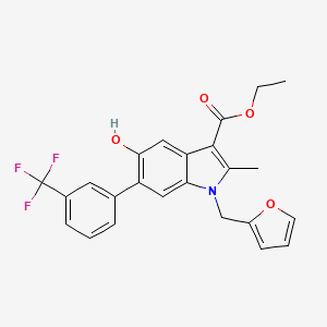 molecular formula C24H20F3NO4 B11588947 ethyl 1-(furan-2-ylmethyl)-5-hydroxy-2-methyl-6-[3-(trifluoromethyl)phenyl]-1H-indole-3-carboxylate 