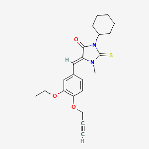 molecular formula C22H26N2O3S B11588969 (5Z)-3-cyclohexyl-5-[3-ethoxy-4-(prop-2-yn-1-yloxy)benzylidene]-1-methyl-2-thioxoimidazolidin-4-one 