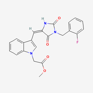 methyl (3-{(E)-[1-(2-fluorobenzyl)-2,5-dioxoimidazolidin-4-ylidene]methyl}-1H-indol-1-yl)acetate