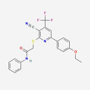 2-{[3-cyano-6-(4-ethoxyphenyl)-4-(trifluoromethyl)pyridin-2-yl]sulfanyl}-N-phenylacetamide