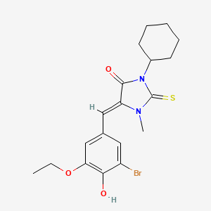 (5Z)-5-[(3-bromo-5-ethoxy-4-hydroxyphenyl)methylidene]-3-cyclohexyl-1-methyl-2-sulfanylideneimidazolidin-4-one