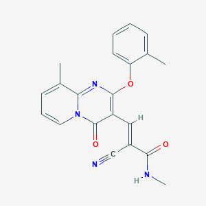 molecular formula C21H18N4O3 B11589107 (2E)-2-cyano-N-methyl-3-[9-methyl-2-(2-methylphenoxy)-4-oxo-4H-pyrido[1,2-a]pyrimidin-3-yl]prop-2-enamide 