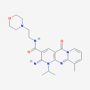 molecular formula C22H28N6O3 B11589140 6-imino-11-methyl-N-[2-(morpholin-4-yl)ethyl]-2-oxo-7-(propan-2-yl)-1,7,9-triazatricyclo[8.4.0.0^{3,8}]tetradeca-3(8),4,9,11,13-pentaene-5-carboxamide 