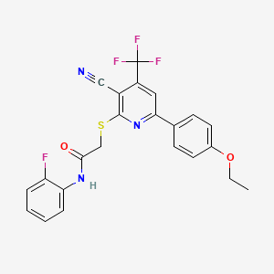 2-{[3-cyano-6-(4-ethoxyphenyl)-4-(trifluoromethyl)pyridin-2-yl]sulfanyl}-N-(2-fluorophenyl)acetamide