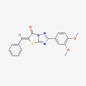 (5Z)-5-benzylidene-2-(3,4-dimethoxyphenyl)[1,3]thiazolo[3,2-b][1,2,4]triazol-6(5H)-one